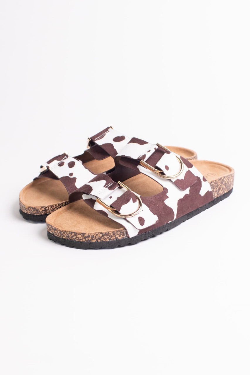 Brown Cow Print Sandals