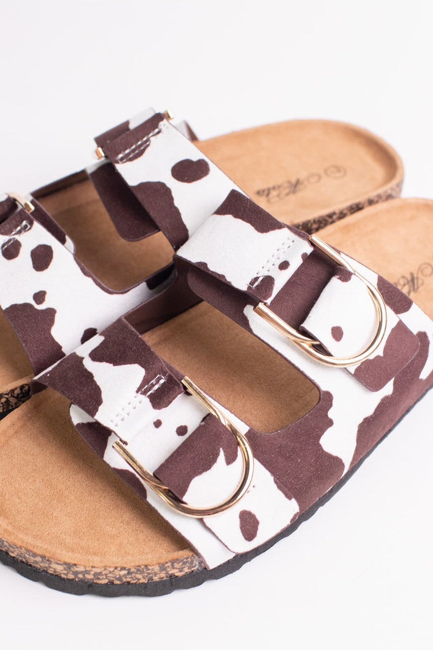 Brown Cow Print Sandals