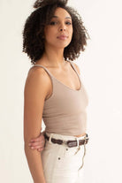 Mushroom Ribbed Seamless Crop Tank