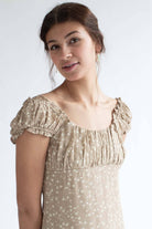 Taupe Ditsy Floral Milkmaid Dress