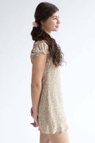 Taupe Ditsy Floral Milkmaid Dress