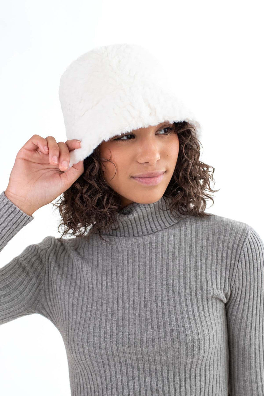 Taupe Faux Fur Bucket Hat
