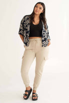 Taupe Fleece Cargo Joggers