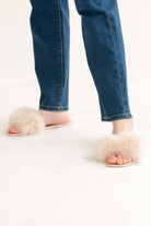 Taupe Fluffy Slides