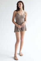 Taupe V Neck Cami Romper
