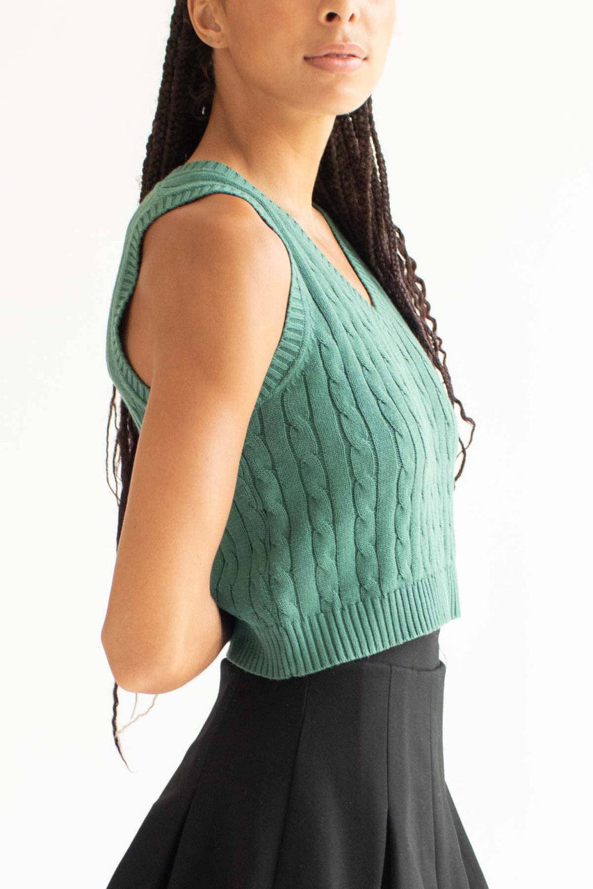 Teal Cable Knit Sweater Vest