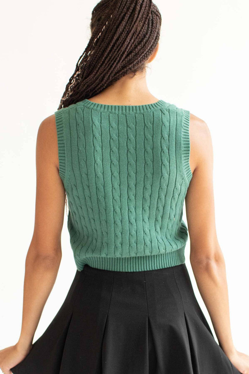 Teal Cable Knit Sweater Vest