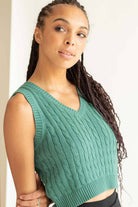 Teal Cable Knit Sweater Vest