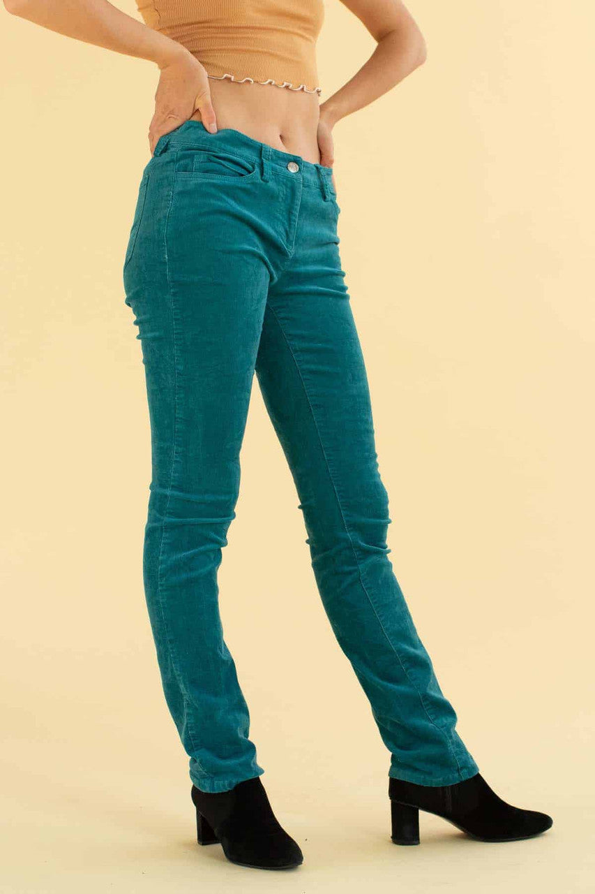 Teal Corduroy Skinny Jeans