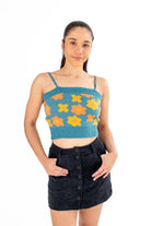 Teal Daisy Print Sweater Cami