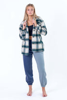 Teal Sherpa-Lined Flannel Jacket