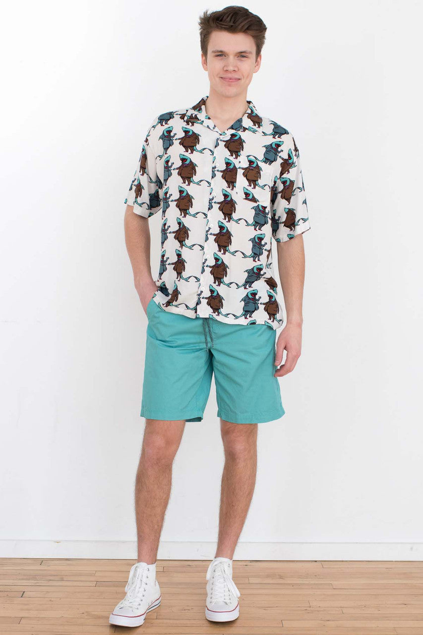 Teal Twill Pull On Shorts