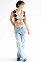Terra Argyle Collared Sweater