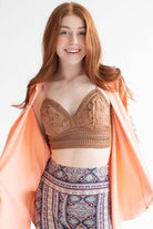Terracotta Floral Crochet Cropped Cami