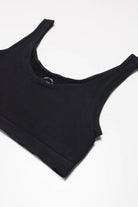 Black Terry Seamless Crop Tank