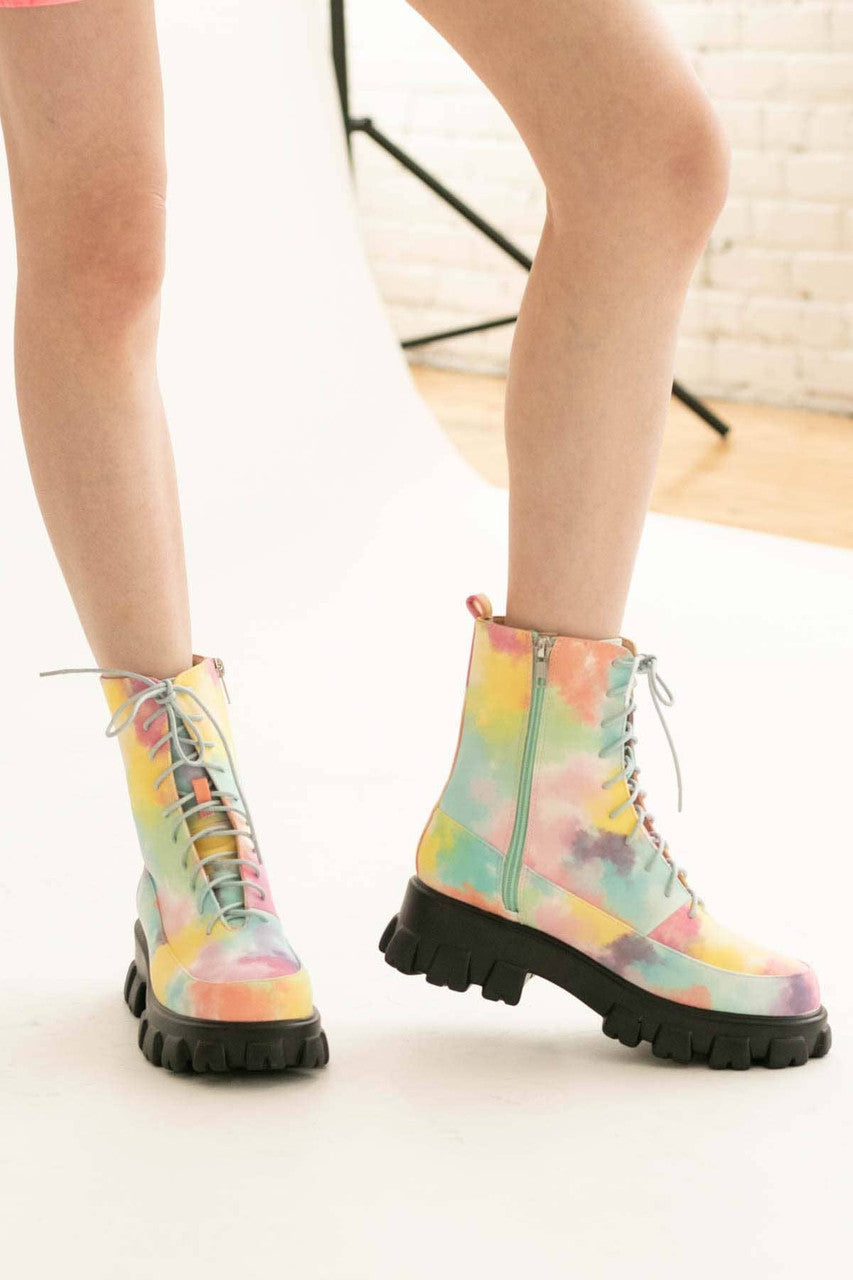 Tie Dye Combat Boots