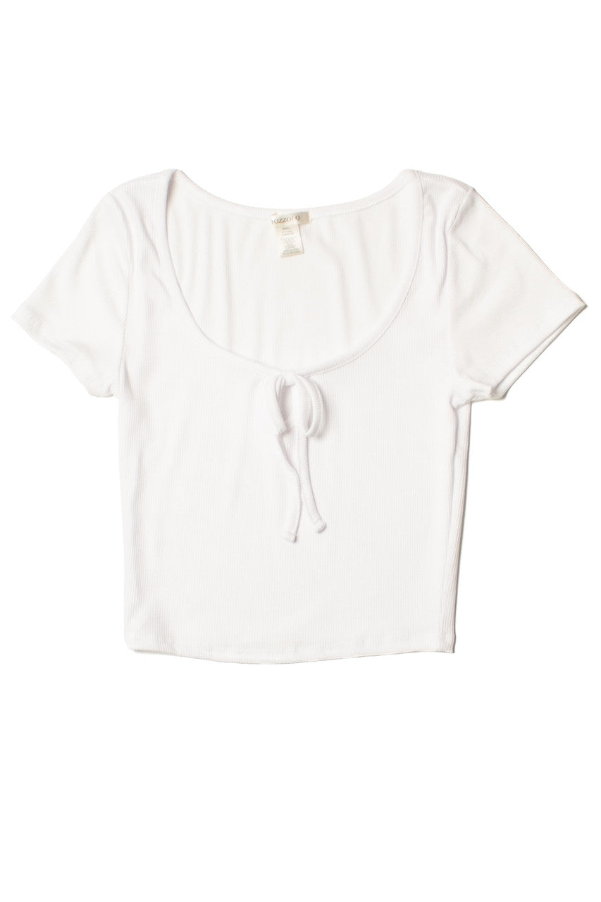 White Tie Front Ribbed Tee
