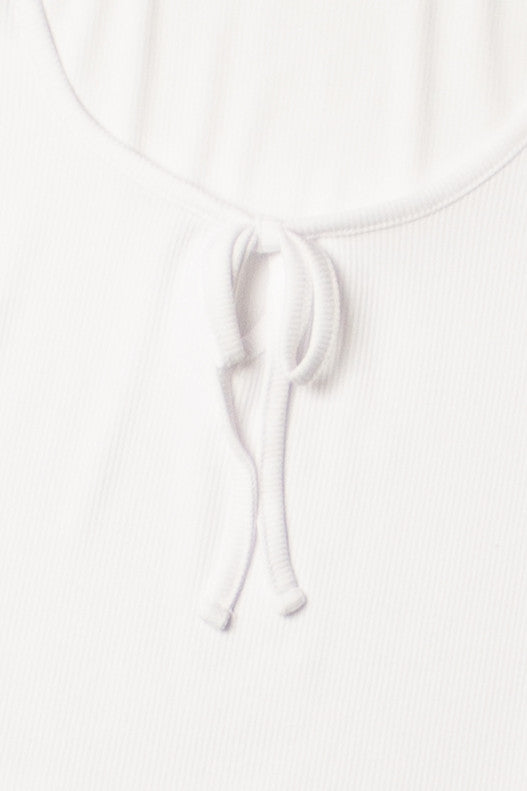 White Tie Front Ribbed Tee