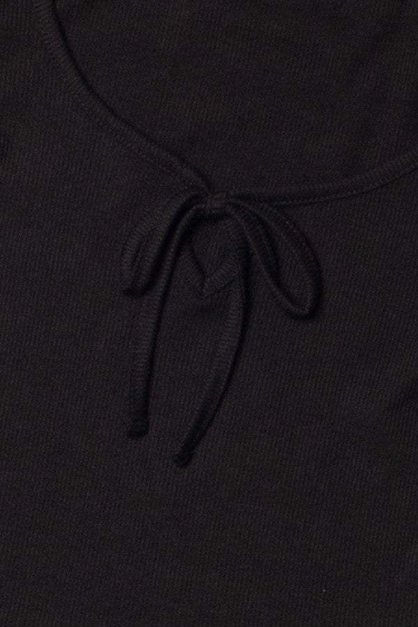 Black Tie Front Ribbed Tee