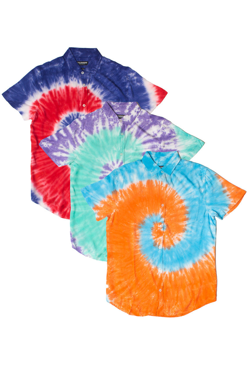 Rayon Tie Dye Button Up Shirt