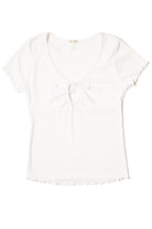 Extended Sizes White Tie Bust Ribbed Tee