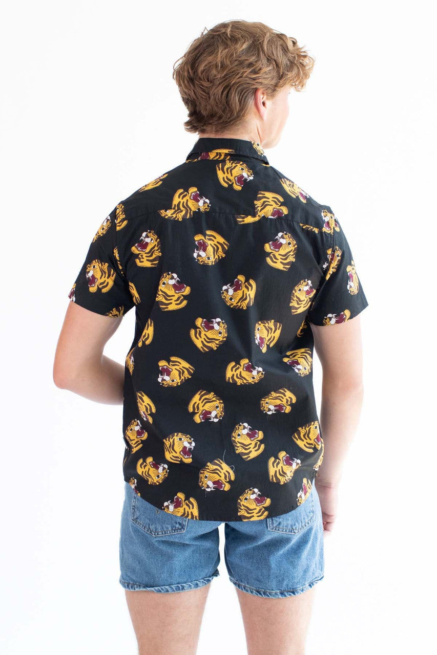 Tiger's Head Woven Button Up Shirt