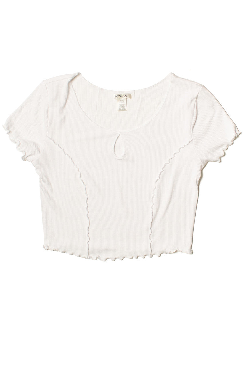 White Seamed Keyhole Crop Top