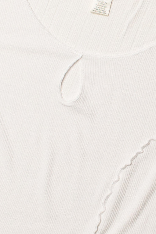 White Seamed Keyhole Crop Top