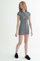 Tripping Checkers Ruched Shirt Dress