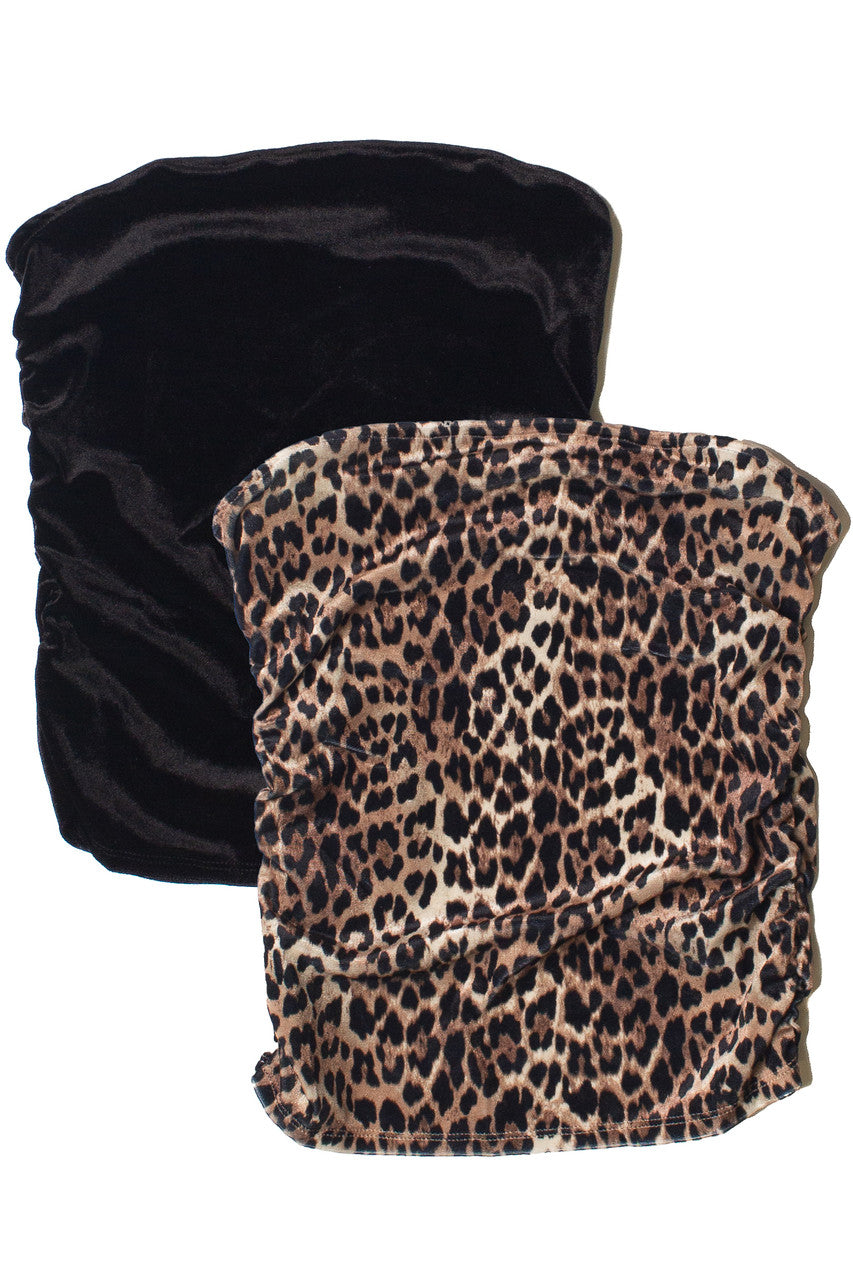 Velour Ruched Side Tube Top