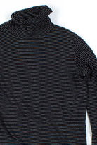 Black Striped Cuff Sleeve Turtleneck