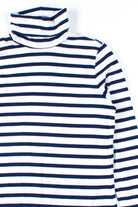 White & Navy Striped Turtleneck