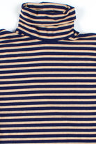 Tan & Navy Striped Turtleneck