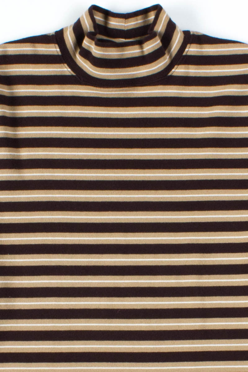 Brown Striped Mock Turtleneck