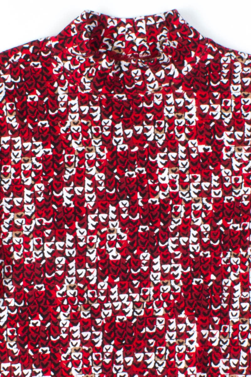 Red & White Checks Mock Turtleneck