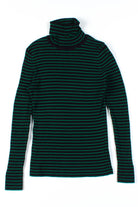 Green Striped Ribbed Turtleneck