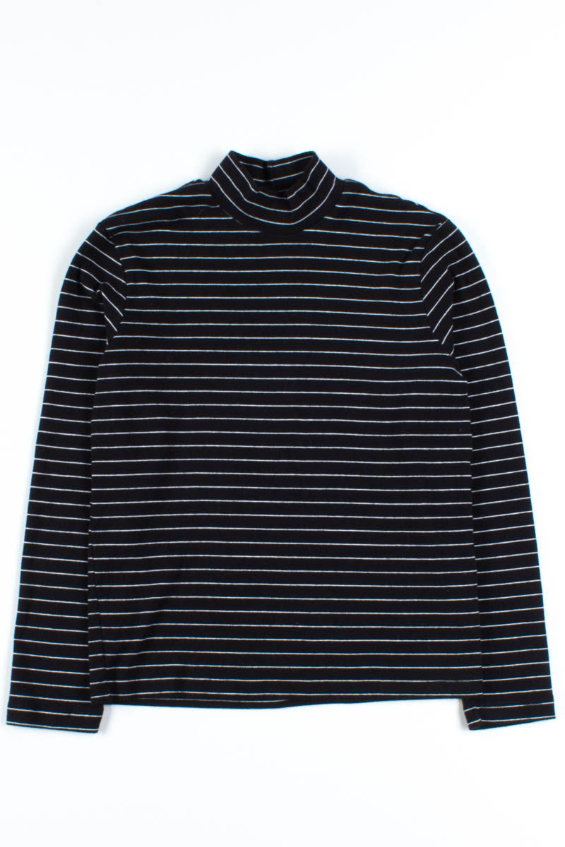 Black & White Striped Mock Turtleneck