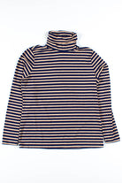 Tan & Navy Striped Turtleneck