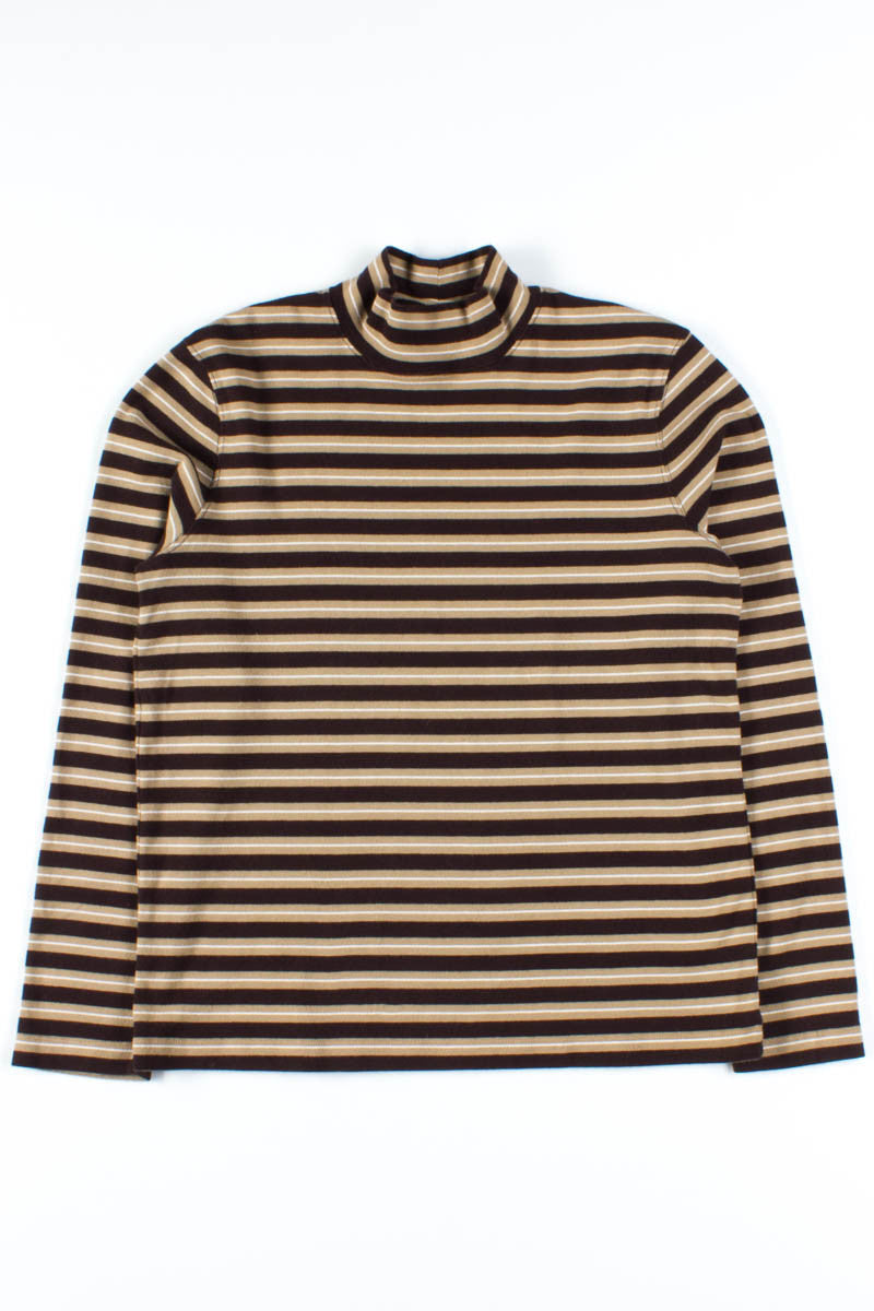 Brown Striped Mock Turtleneck