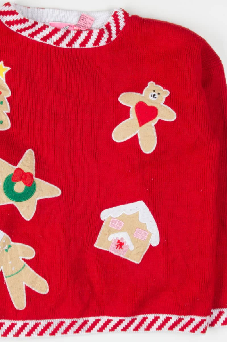Red Gingerbread Cookies Christmas Pullover 55265