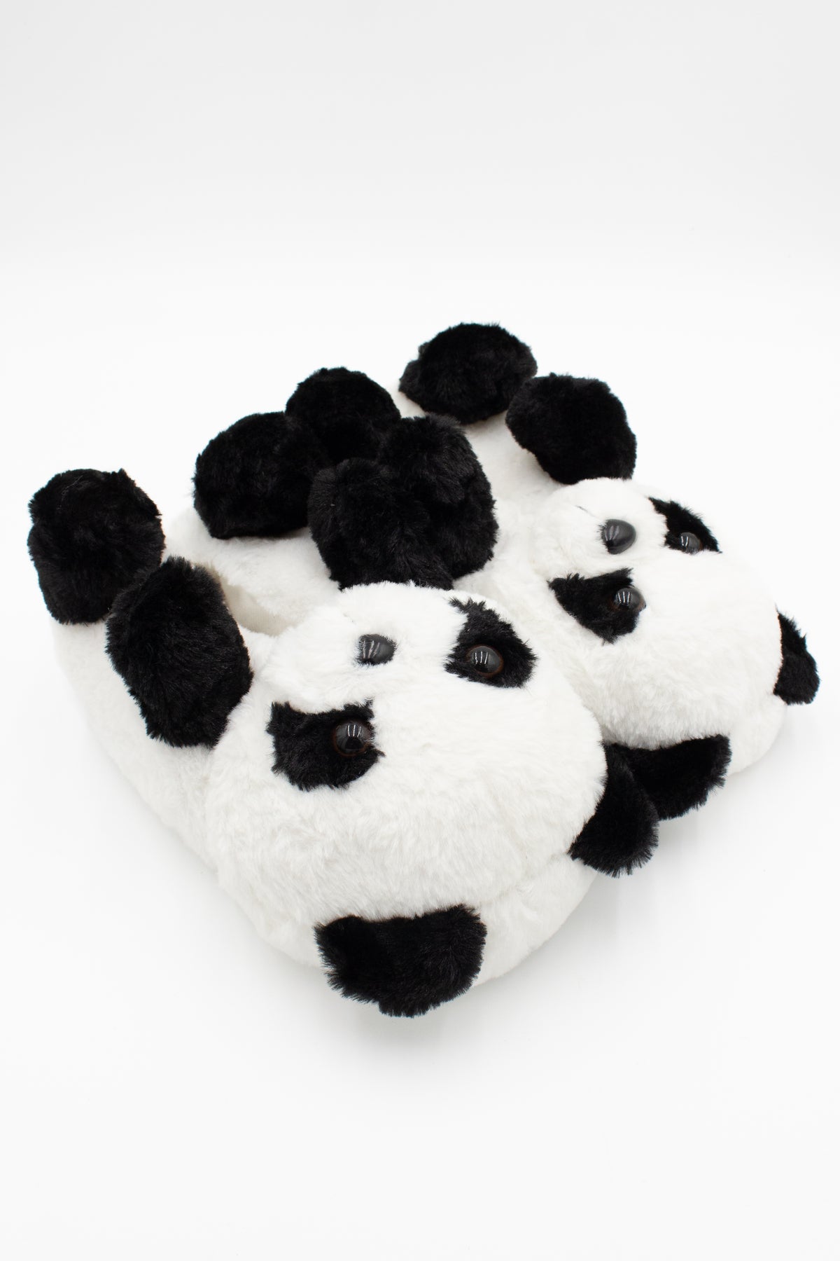 Fuzzy Panda Bear Slippers