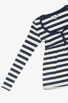 Striped Long Sleeve Babydoll Henley