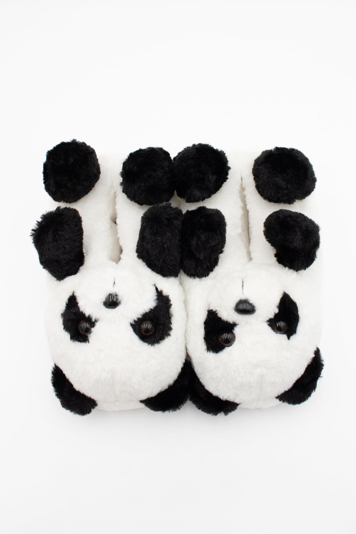 Fuzzy Panda Bear Slippers