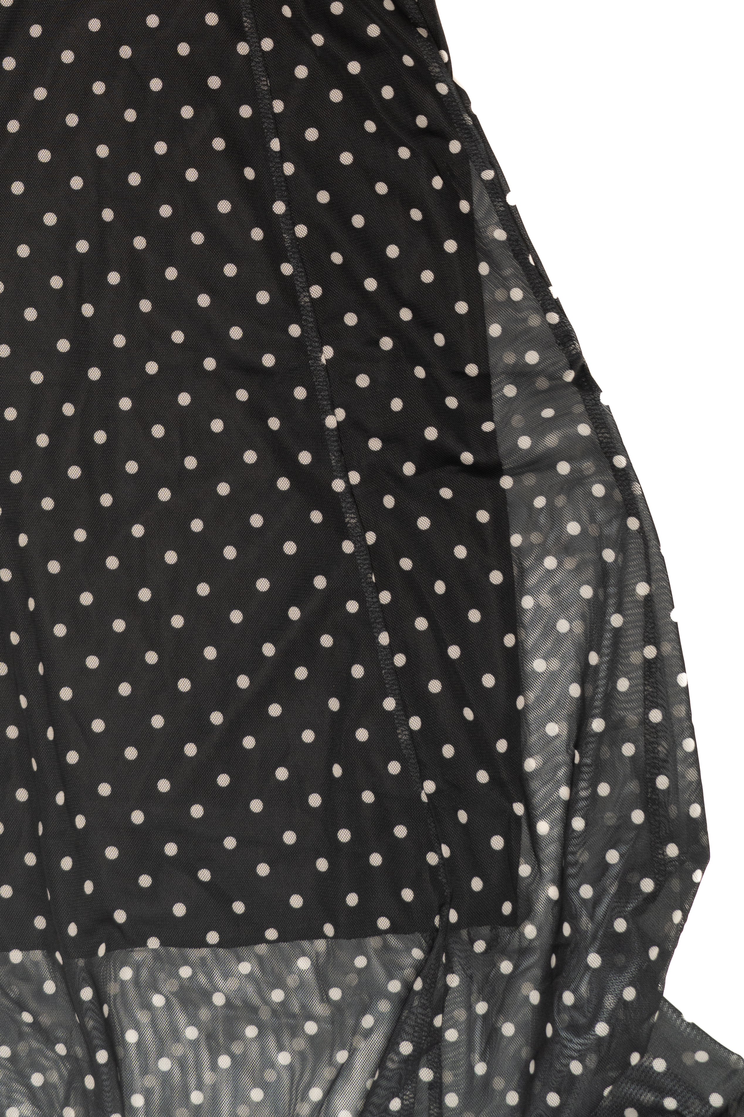 Mesh Dot Fit and Flare Maxi Dress