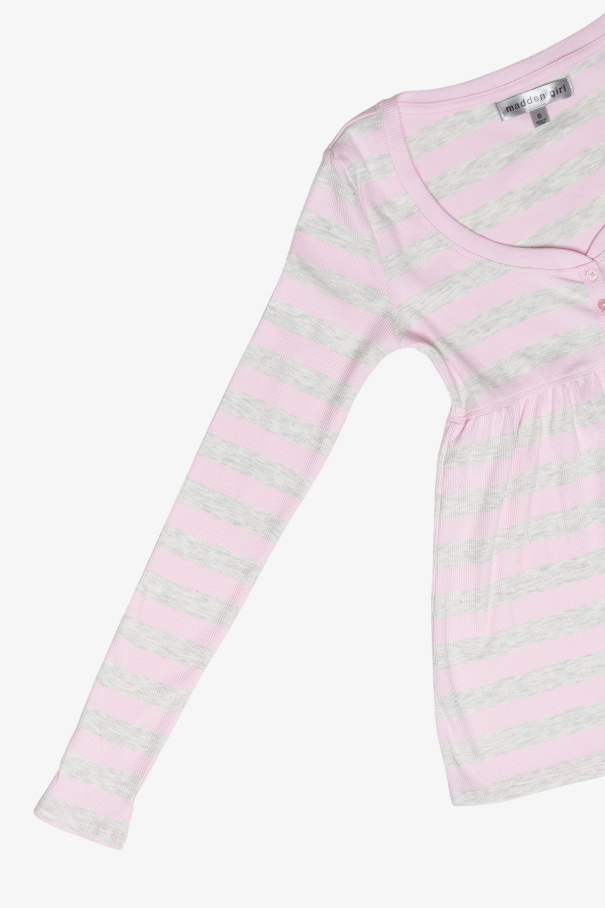 Striped Long Sleeve Babydoll Henley
