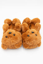 Fuzzy Brown Bear Slippers