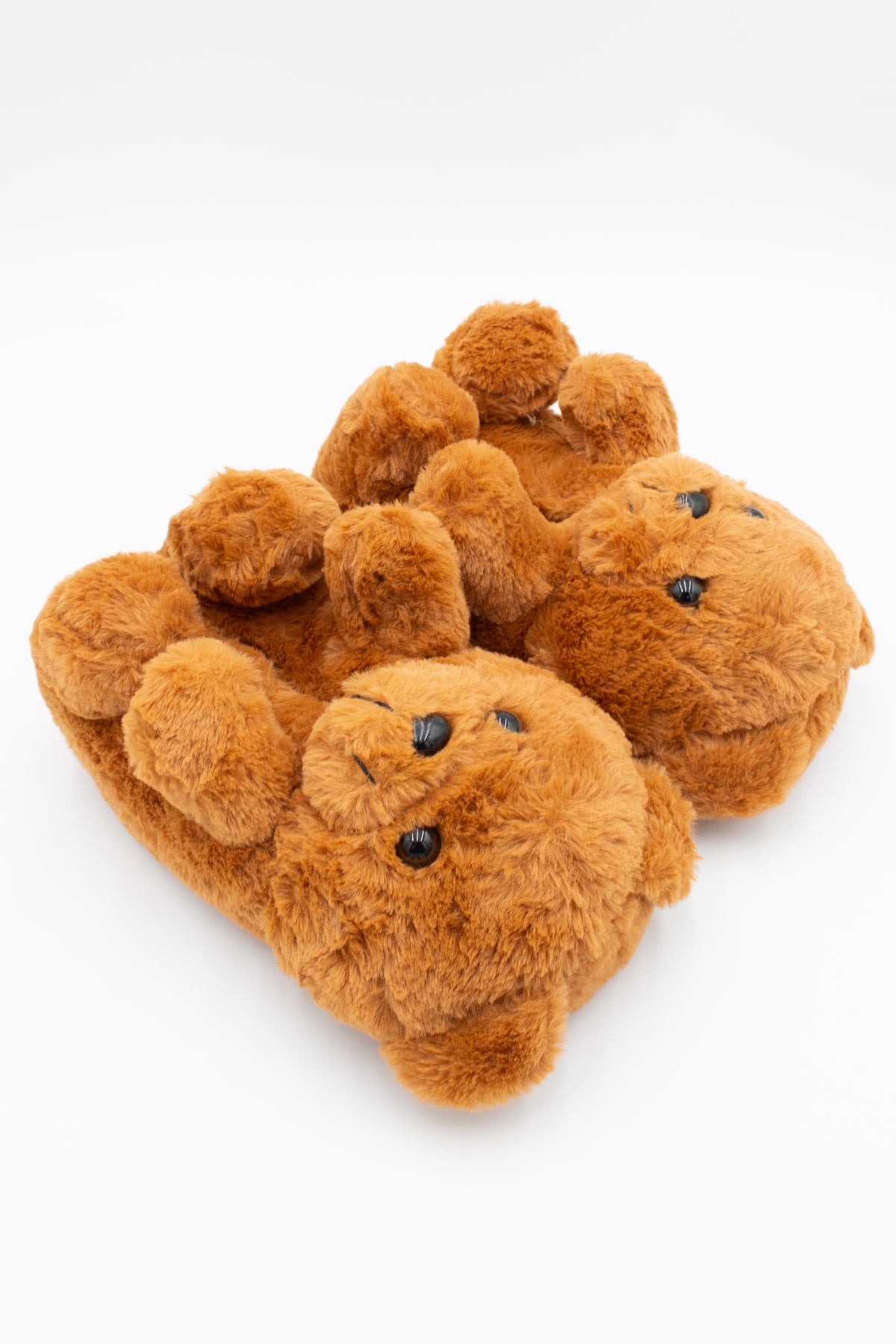 Fuzzy Brown Bear Slippers