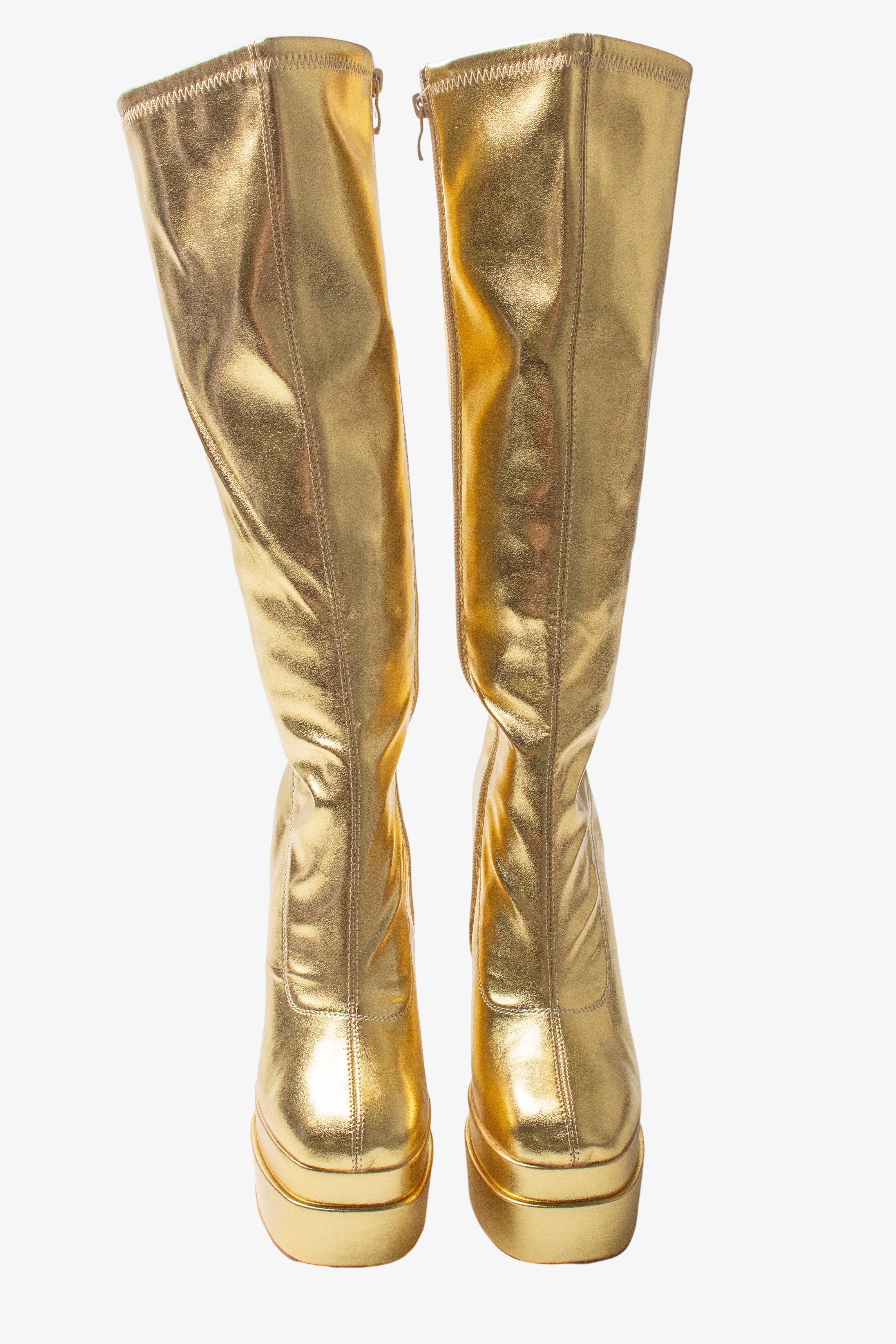 Metallic Gold Chunky GoGo Boots