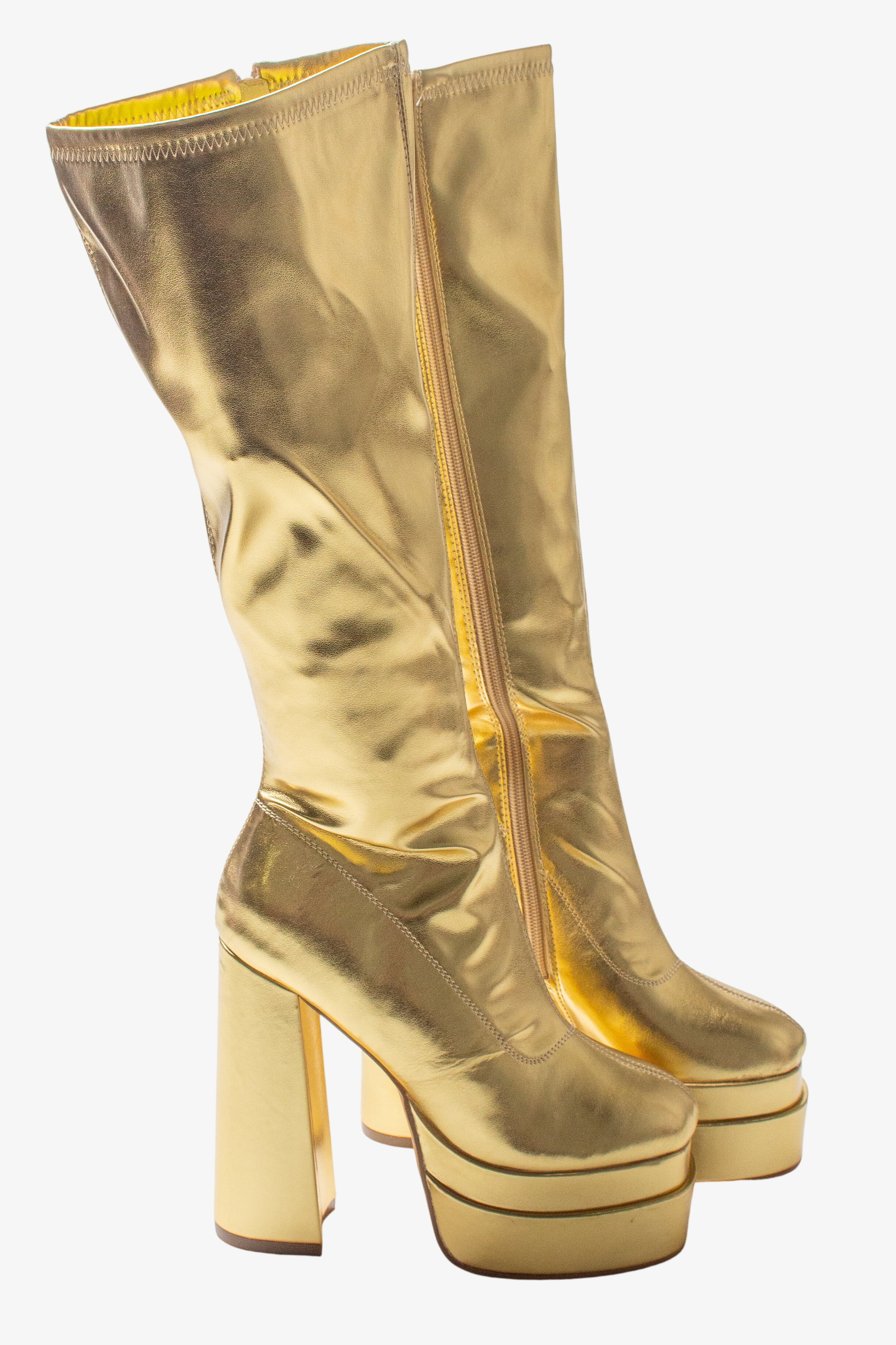 Metallic Gold Chunky GoGo Boots