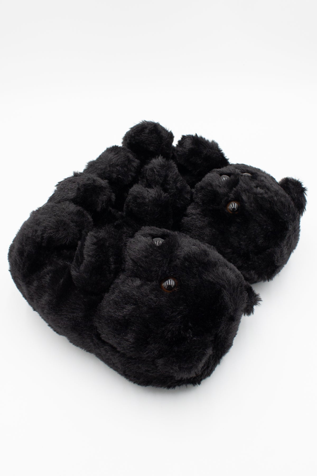 Fuzzy Black Bear Slippers
